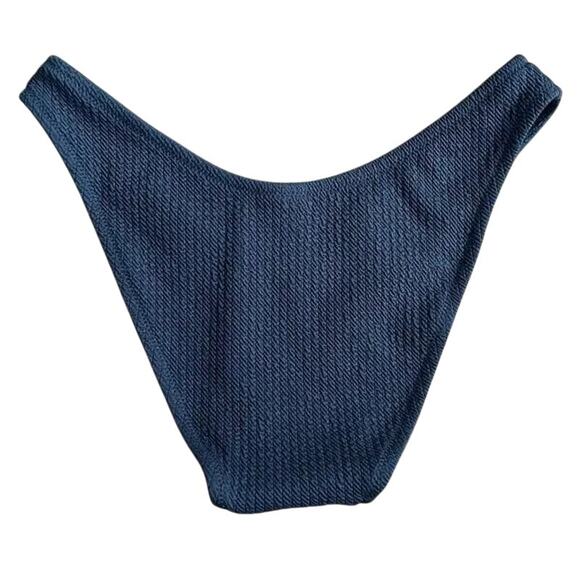 NWT J.Crew Textured Curved Waist Cheeky Bikini Bottom High Cut Leg S Navy Blue - Picture 15 of 15